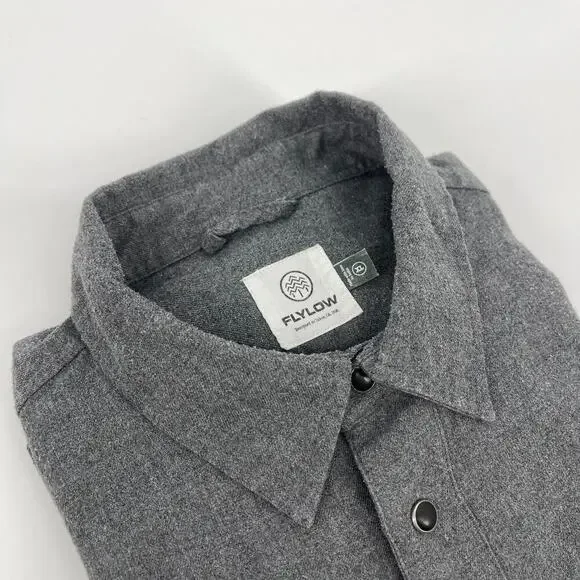 Flylow Men's Royal Shirt Pearl Snap Long Sleeve Flannel Shirt Gray Size XL - Picture 3 of 10